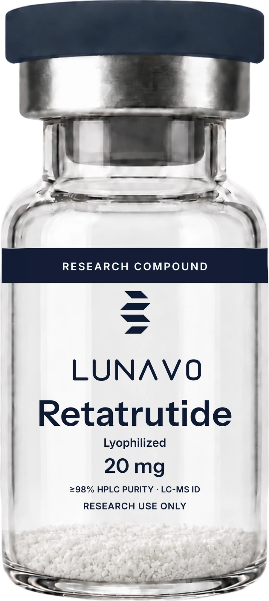 Vial de Retatrutida 20 mg LUNAVO, reactivo de investigaci&oacute;n